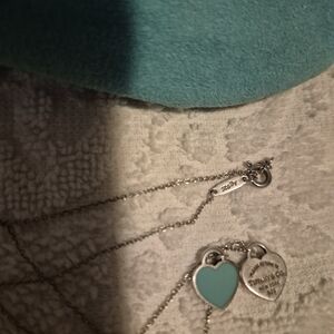 Tiffany & Co. STERLING Silver Mini Double Heart Pendant Necklace